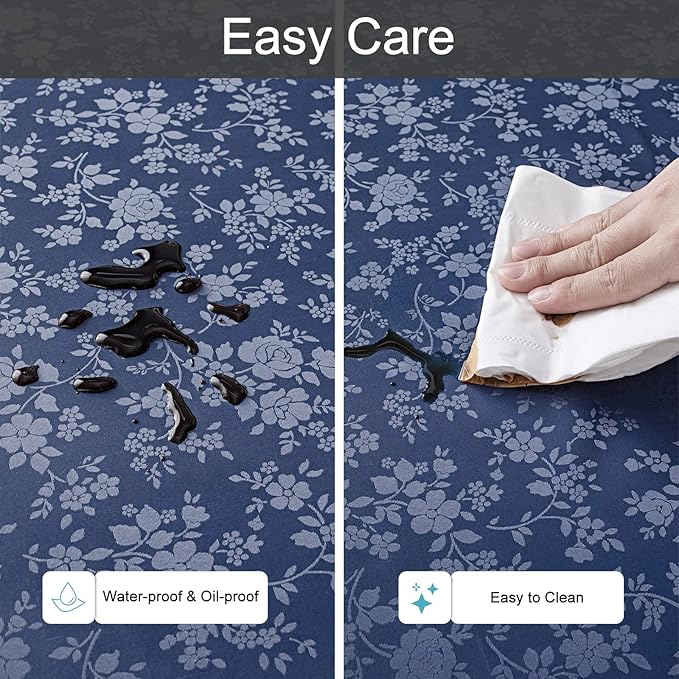 Smiry Square Table Cloth, Waterproof Heavy Duty Vinyl Tablecloths, Wipeable Washable Table Cover for Kitchen and Dining Room (Navy, 60" X 60")