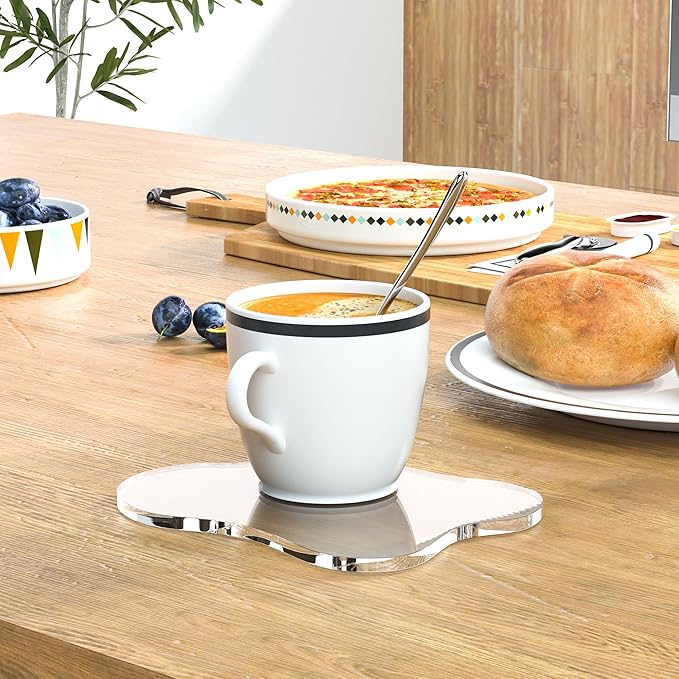 Acrylic Coaster Decorative Plates, Irregular Bar Drink Coaster, Clear Cloud Shape Coffee Cup Coaster, Perfect for Tabletop Protection and Accessories Display.(Clear)