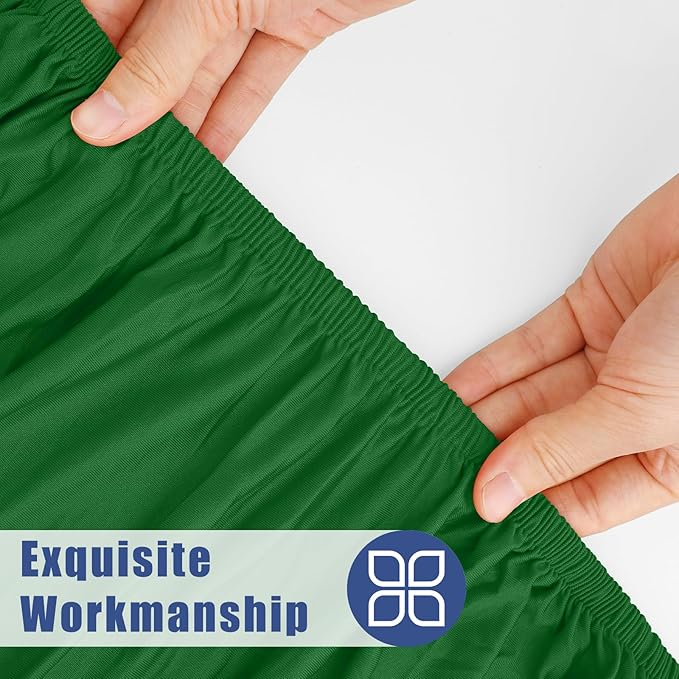 Round Spandex Tablecloth 2 Pack, Elastic Fitted Waterproof Tablecloths for 25"-30" Tables, Stretch Washable Picnic Table Cover for Camping, Dining, Indoor and Outdoor, Emerald Green