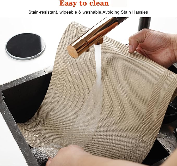 Placemats Set of 8,Washable,Heat and Stain Resistant Indoor/Outdoor Place mats,Vinyl Woven Non Slip Table Mats for Restaurant Table Protection,PVC Placemats(Beige,8PCS)