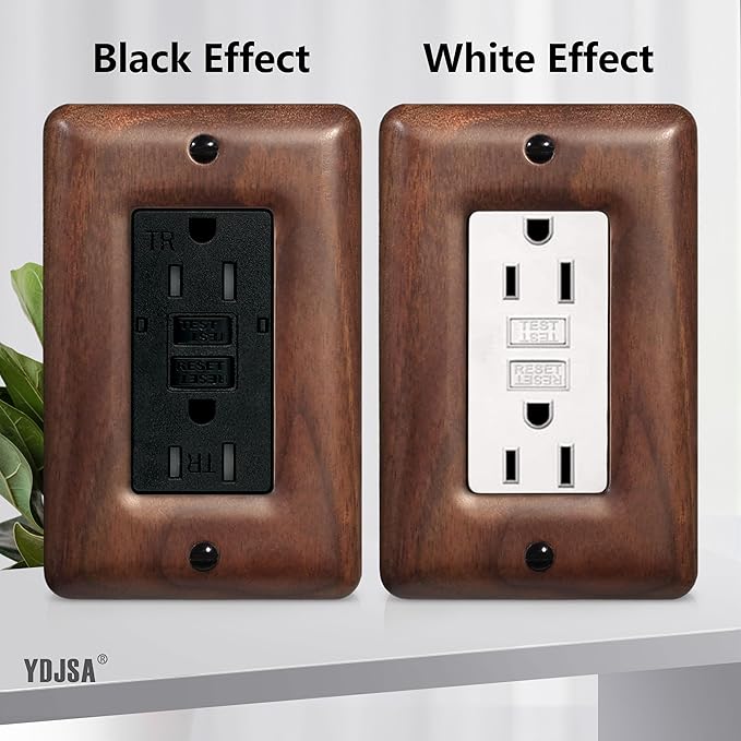 Two Light Switch Cover Plate Solid Walnut Decorative 2-Gang Light Switch Cover, Premium Wooden Wall Plate