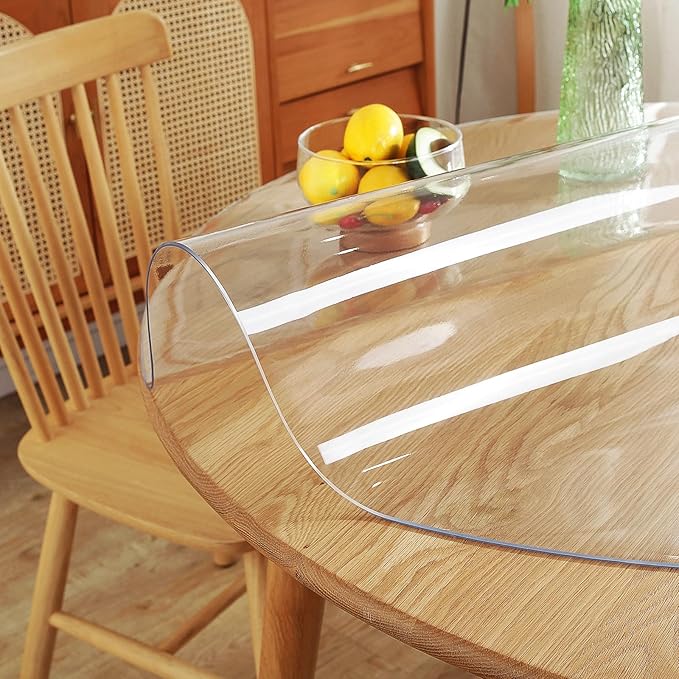 Warmstar Clear Table Protector - 2mm Thick, 45 Inch Round, Plastic Table Cover, Desk Mat for Coffee Table, Writing Desk, Dining Room