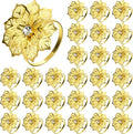 Hotop 50 Pcs Gold Napkin Rings Flower Napkin Holders Buckles Hollow Out Rhinestone Christmas Delicate Serviette Buckles for Thanksgiving Party Gathering Dinner Wedding Banquet Holiday Table Decor