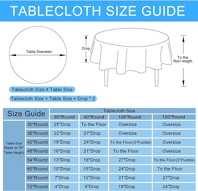 Hiasan Linen Tablecloth 90 Inch Round - Wrinkle and Stain Resistant Washable Polyester Fabric Table Cloth for Dining Room Kitchen Party, Champagne