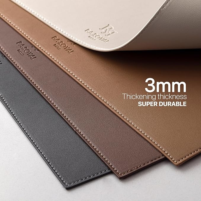 Faux Leather Placemats Set of 6 Vinyl Washable Wipeable Table Mats for Kitchen Dining Table Heat Resistant Waterproof Modern Indoor/Outdoor Placemats Non-Slip Easy Clean Place Mats (Black)