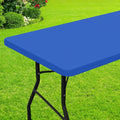 Smiry Rectangle Picnic Table Cloth, Waterproof Elastic Fitted Tablecloths for 8 Foot Tables, Washable Polyester Table Cover for Camping, Indoor and Outdoor (Blue, 30"x96")