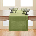 Solino Home Linen Moss Green Table Runner 48 Inches - 100% Pure Linen Small Table Runner 14 x 48 Inch Ideal for Dresser and Coffee Tables - Classic Hemstitch - Winter, Spring, Easter, St Patricks Day