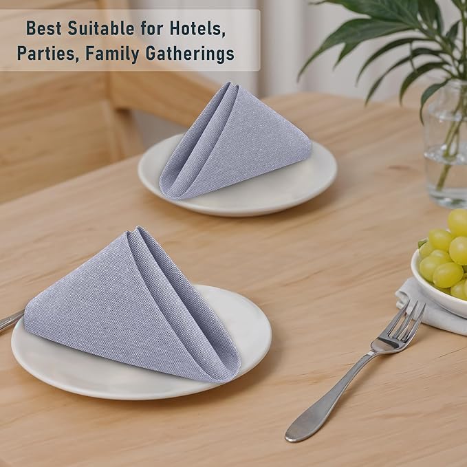 Ruvanti Cloth Napkins Set of 6, 18x18 Reusable Napkins Cloth Washable, Soft & Durable Table Napkin, Poly Cotton Fabric Dinner Napkins for Parties, Christmas, Thanksgiving, Weddings - Steel