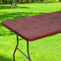 Smiry Rectangle Table Cloth Cover, Waterproof Elastic Fitted Picnic Tablecloth for 5 Foot Tables, Wipeable Flannel Backed Vinyl Tablecloths for Camping, Dining, Outdoor (Reddish Brown, 30" x 60")