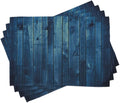 Ambesonne Dark Blue Place Mats Set of 4, Wooden Planks Texture Image Board Floor Wall Lumber Rustic Country Life, Washable Fabric Placemats for Dining Room Kitchen Table Decor, Pale Blue Dark Blue
