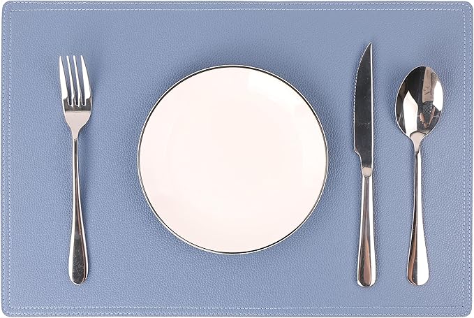 Set of 6 Faux Leather Placemats, PU Table Mats, Waterproof, Stain Resistant, Heat Resistant, Easy to Clean for Kitchen Dining Table,Conference Table