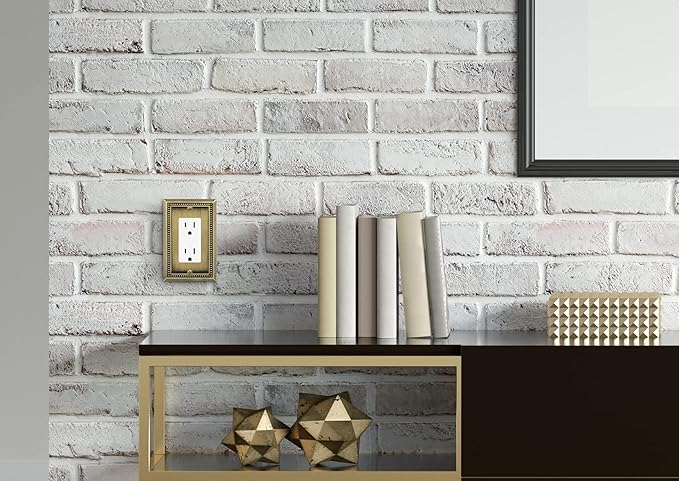 Henne Bery Sunken Pearls Heavy Duty Decorative Wall Plate Switch Plate Outlet Cover (Single Decorator, 3 Pack, Antique Brass)