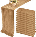 12 Pack 10Ft Cheesecloth Table Runner 35x120 Inch Boho Gauze Table Runner Rustic Cheese Cloth Long Table Runner Romantic Table Runner for Wedding Bridal Shower Birthday Party Table Decor (Nude)