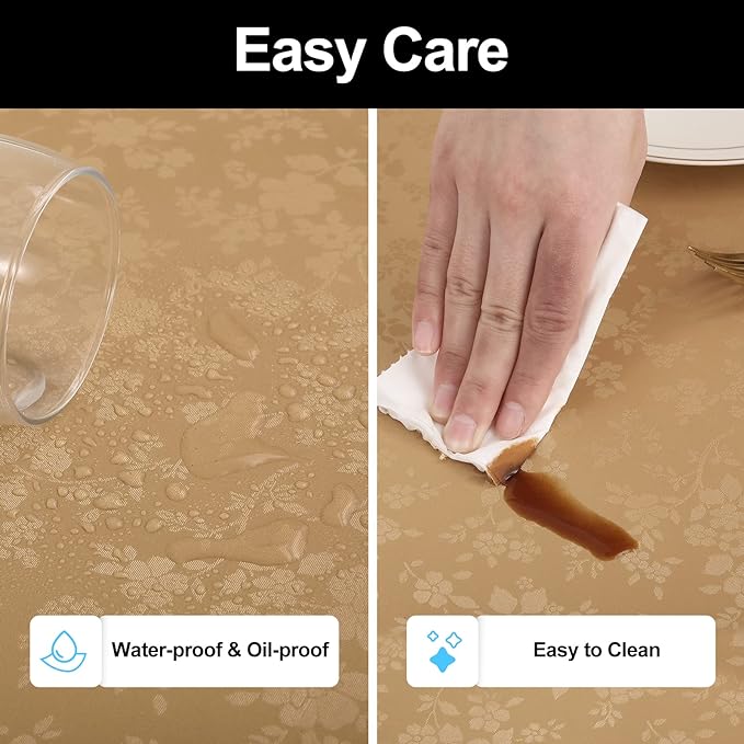Smiry Rectangle Table Cloth, Waterproof Heavy Duty Vinyl Tablecloths, Wipeable Washable Table Cover for Kitchen and Dining Room (Brown, 52" X 70")