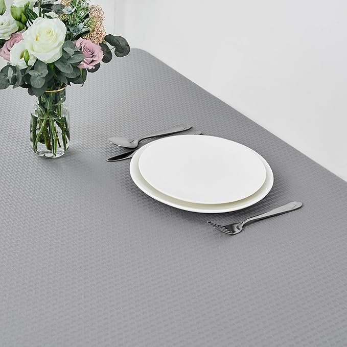 maxmill Rectangle Tablecloth Weaved Pattern Waterproof Spillproof Wrinkle Free Table Cloth, Kitchen Dining Tabletop Decoration, Fabric Table Cover for Holiday Parties, 52 x 70 Inch, Light Grey