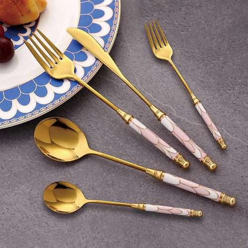 10-piece Silverware Set With Ceramic Handle, Premium Food Grade Stainless Steel Flatware Sets, Mirror Polished Cutlery Set, Dishwasher Safe (for 2 People)