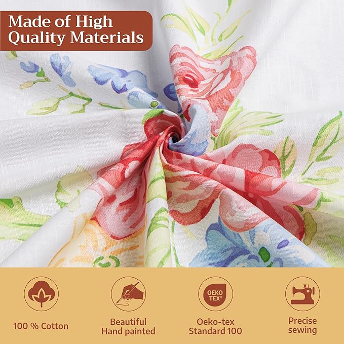 Maison d' Hermine Table Cloth Round Table 100% Cotton 69 Round Inches Tablecloth Reusable Decorative for Dining Room Farmhouse Home Valentines Day Decorations Spring Summer - Vintage Floral
