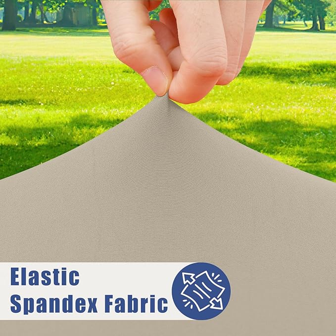 Spandex 6 Foot Rectangle Table Cloth 2 Pack, Elastic Fitted Tablecloths for Picnic, Stretch Washable Patio Table Cover for Outdoor, Camping, Banquet and Parties (Taupe, 30"x72")