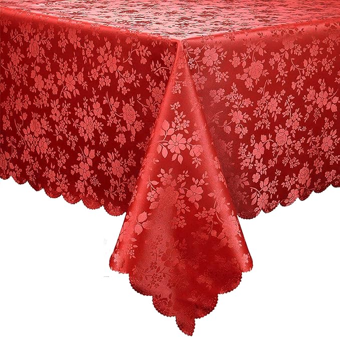 Smiry Rectangle Table Cloth, Waterproof Heavy Duty Vinyl Tablecloths, Wipeable Washable Table Cover for Kitchen and Dining Room (Red, 70" X 90")