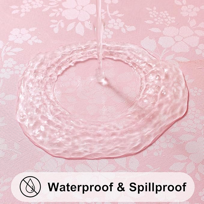 Smiry Rectangle Table Cloth, Waterproof Heavy Duty Vinyl Tablecloths, Wipeable Washable Table Cover for Kitchen, Dining Room & Valentines(Pink, 60" X 102")