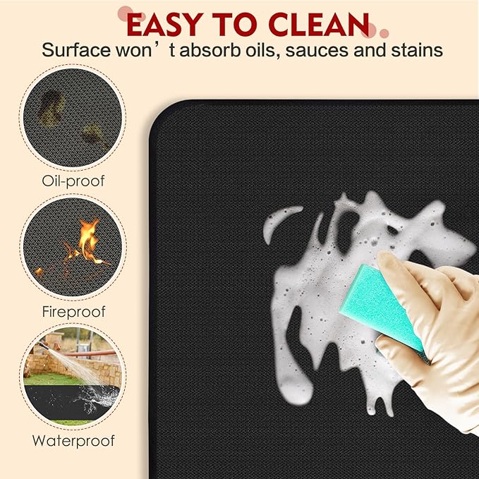 Heat Resistant Mats for Countertop,16x24 in Silicone Heat Resistant Mat for Air Fryer, Fireproof Pad for Coffee Maker,Toaster, Oven, Kitchen Countertop Protector Compatible with Ninja,COSORI, 2PCS