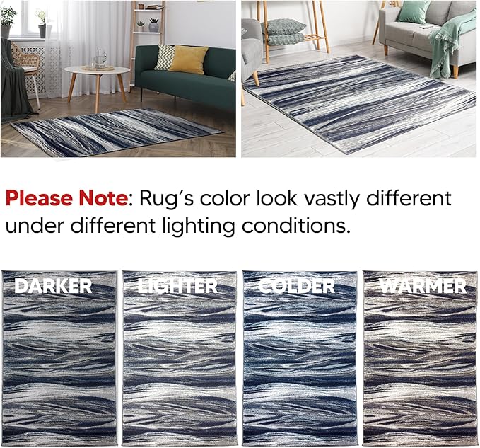 Keen Home Design Area Rugs - 4x6 Non-Shedding, Abstract Rugs for Kitchen, Living Room, Bedroom, Dining Room, Entryway - Size: 4' x 6', Multi