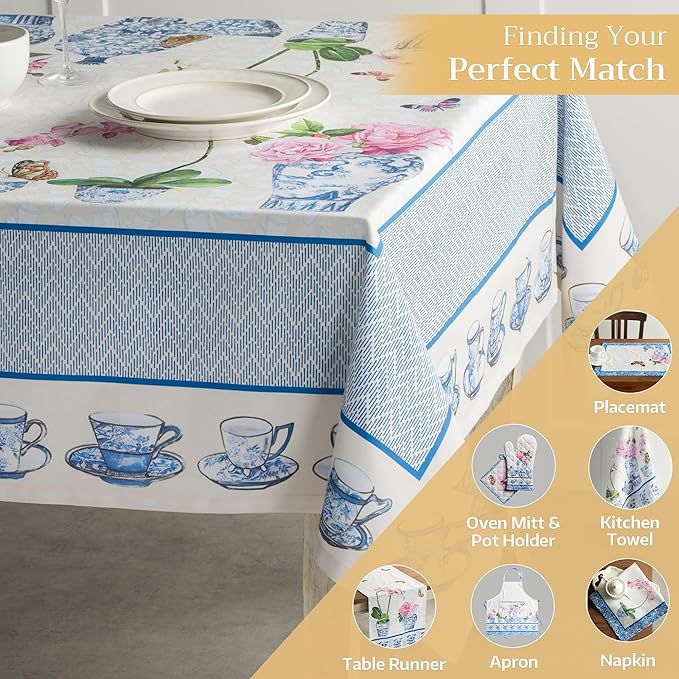 Maison d' Hermine Table Cloth Square Table 100% Cotton 54 x 54 Inches Tablecloth Reusable Decorative for Dining Room Farmhouse Home Valentines Day Decorations Spring Summer - Canton