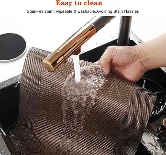 Placemats Set of 6,Washable,Heat and Stain Resistant Indoor/Outdoor Place mats,Vinyl Woven Non Slip Table Mats for Restaurant Table Protection,PVC Placemats(Brown,6PCS)