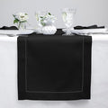 Solino Home Linen Black Table Runner 72 Inches Long - 100% Pure Linen Hemstitch Table Runner 14 x 72 Inch for Dresser, Dining, Spring, Easter - Classic Hemstitch