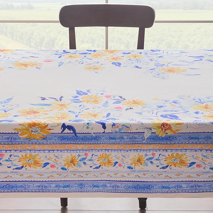 Maison d' Hermine Table Cloth Rectangle Table 100% Cotton 70 x 90 Inches Tablecloth Reusable Decorative for Dining Room Farmhouse Home Valentines Day Decorations Spring Summer - Girassol