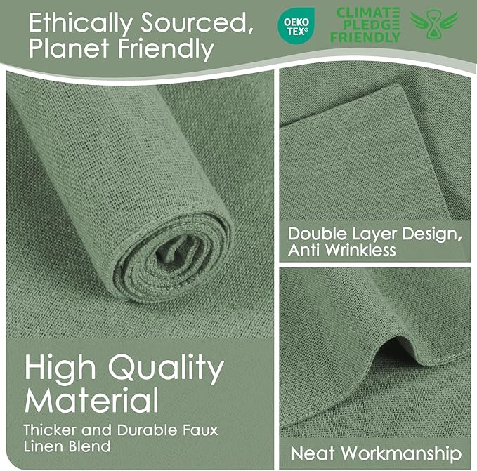 MANSPHIL Sage Green Fabric Placemats Set of 4 Washable Thick Faux Linen Table Place Mats Double Layer Fabric Wrinkle Free Dining Kitchen Table Decor - 13x19 Inch Oeko Tex Placemat