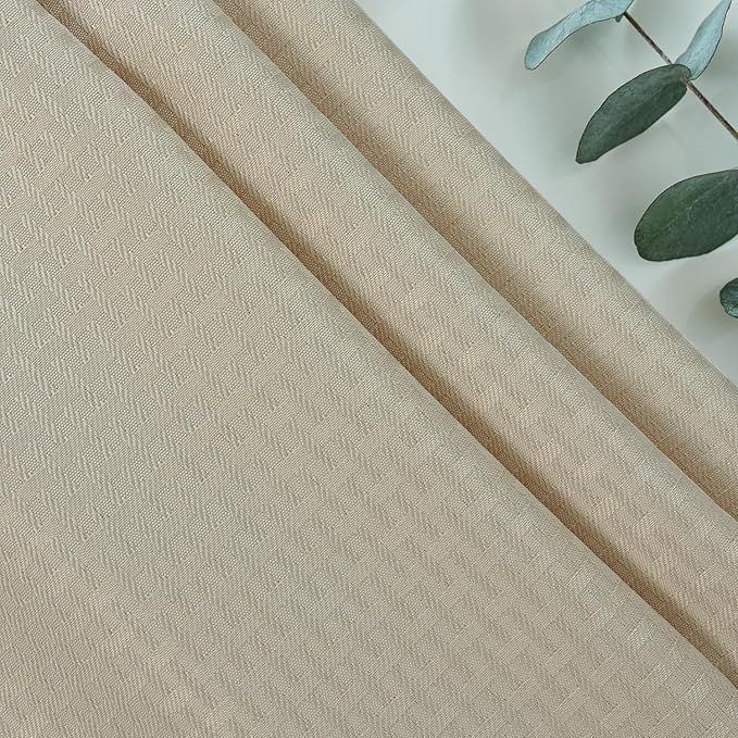 maxmill Round Weaved Texture Design Tablecloth Spill-Proof Wrinkle Free Soft Washable Table Cloth for Circular Table Cover, for Dining Room Buffet Banquet Parties Holiday Dinner, 70 Inch Natural