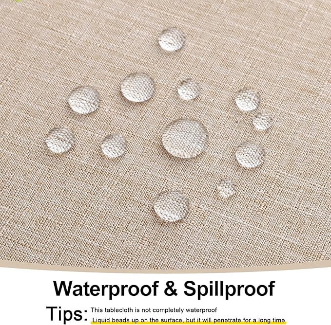 Smiry Rectangle Table Cloth Linen Textured, Waterproof Spillproof Anti-Wrinkle Burlap Tablecloth, Washable Decorative Fabric Table Cover for Dining, Party, Banquet, 52 x 70 Inch, Linen