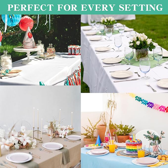 6FT Table Cloth for Rectangular Fitted Events Stretch Pink Table Covers Washable Spandex Tablecloth Protector for Party, Wedding, Cocktail, Banquet, Festival