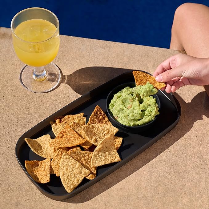 madesmart dipware Small Serving Plate, Stackable & Removable Dip Bowl for Salsa, Queso, Salad, Olives, Dishwasher & Microwave Safe, Multipurpose Plate & Bowl, Plum
