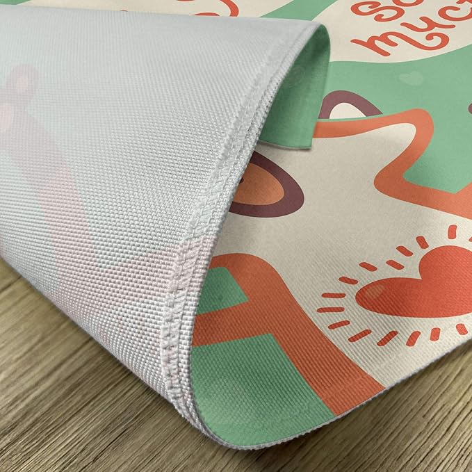 Ambesonne Lifestyle Place Mats Set of 4, I Love You So Much Fox Humor Romance Birthday Celebration Graphic Print, Washable Fabric Placemats for Dining Table, Standard Size, Mint Green