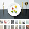Placemats Set of 8 Vinyl/Plastic Woven Place Mats for Kitchen Table Indoor/Outdoor Washable Placemat Wipeable Dining Table Mats (Grey Grid,8)