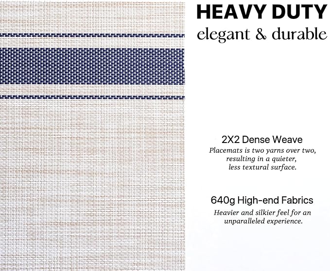 LEXMORE Placemats Set of 4 Vinyl/Plastic Woven Place Mats for Kitchen Table Indoor/Outdoor Washable Placemat Wipeable Dining Table Mats(Blue Skyline)