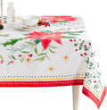 Maison d' Hermine Table Cloth Rectangle Table 100% Cotton 60 x 90 Inches Fall Tablecloth Reusable Everyday Use for Thanksgiving Christmas Decorations Dining Farmhouse Party (Poinsettia Christmas)
