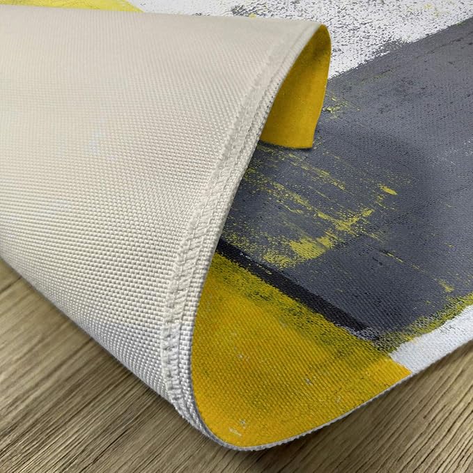 Ambesonne Grey and Yellow Place Mats Set of 4, Street Art Modern Grunge Abstract Design Squares, Washable Fabric Placemats for Dining Table, Standard Size, Charcoal Yellow