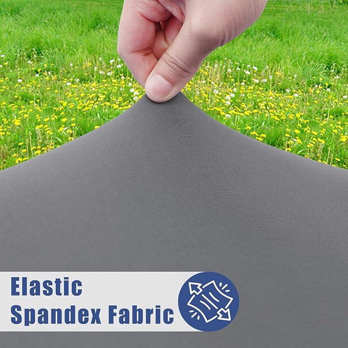 Round Spandex Tablecloth, Elastic Fitted Waterproof Tablecloths for 36"-44" Tables, Stretch Washable Picnic Table Cover for Camping, Dining, Indoor and Outdoor, Grey