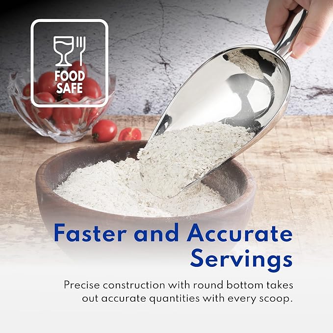 New Star Foodservice 1028539 Stainless Steel Bar Ice Flour Utility Scoop, 24-Ounce