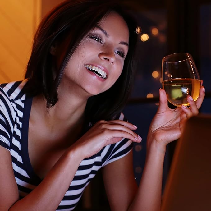 Unbreakable Stemless Plastic Wine Glasses | Reusable | Shatterproof 100% Tritan Plastic | Dishwasher-Safe | BPA-free | Awesome for Indoor & Outdoor | 13 oz, Set of 4