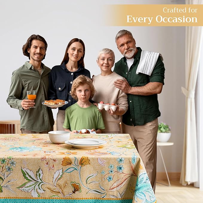 Maison d' Hermine Table Cloth Rectangle Table 100% Cotton 60 x 108 Inches Tablecloth Reusable Decorative for Dining Room Farmhouse Home Valentines Day Decorations Spring Summer - Luxury Loft - Peach