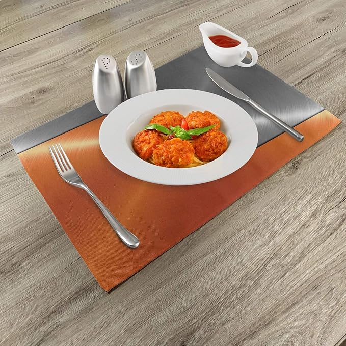 Ambesonne Orange and Grey Place Mats Set of 4, 3D Style Machinery Structure Image Detailed Vivid Modern Contrast Colors, Washable Fabric Placemats for Dining Table, Standard Size, Orange Grey