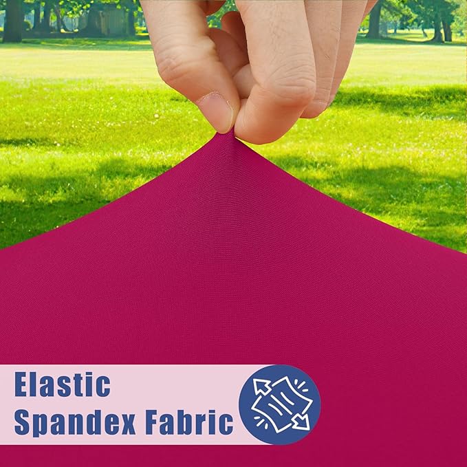 Spandex 5 Foot Rectangle Table Cloth 2 Pack, Elastic Fitted Tablecloths for Picnic, Stretch Washable Patio Table Cover for Outdoor, Camping, Banquet and Parties (Fuchsia, 30"x60")