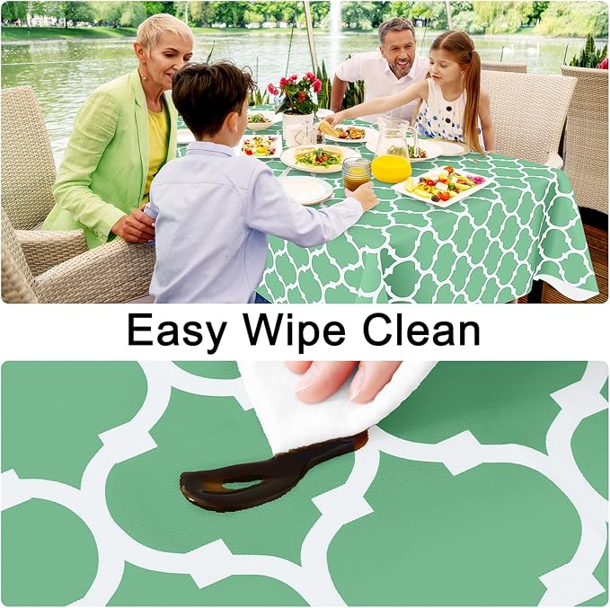 Smiry Rectangle Table Cloth, Waterproof Vinyl Tablecloth with Flannel Backing for Rectangle Tables, Wipeable Spillproof Plastic Tablecloths for Dining, Camping and Indoor (60"x120", Sage Green)
