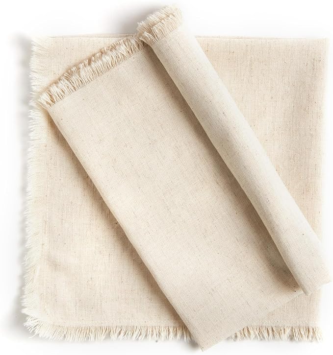 ACCENTHOME Natural Cotton Linen Napkin Set of 12 18x18 inch Dinner Napkins - Washable Soft Premium Hotel Quality Reusable Hemmed Edges Napkins Perfect Table Linens for Family Dinners, Weddings