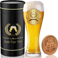 50th Birthday Beer Glasses Gifts, Personalized '1976' Vintage Glass Ware Set for Men, Black Gift Package with Drinking Glass, Coaster, and Card for 50 Years Old Man