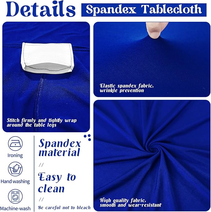 HAISIWLKJ 6 Pack Table Cloth 6ft Royal Blue Tablecloths for Rectangle Folding Table Spandex Fitted Stretch Cover Wrinkle Resistant Washable Protector for Party, Wedding, Banquet, Festival.